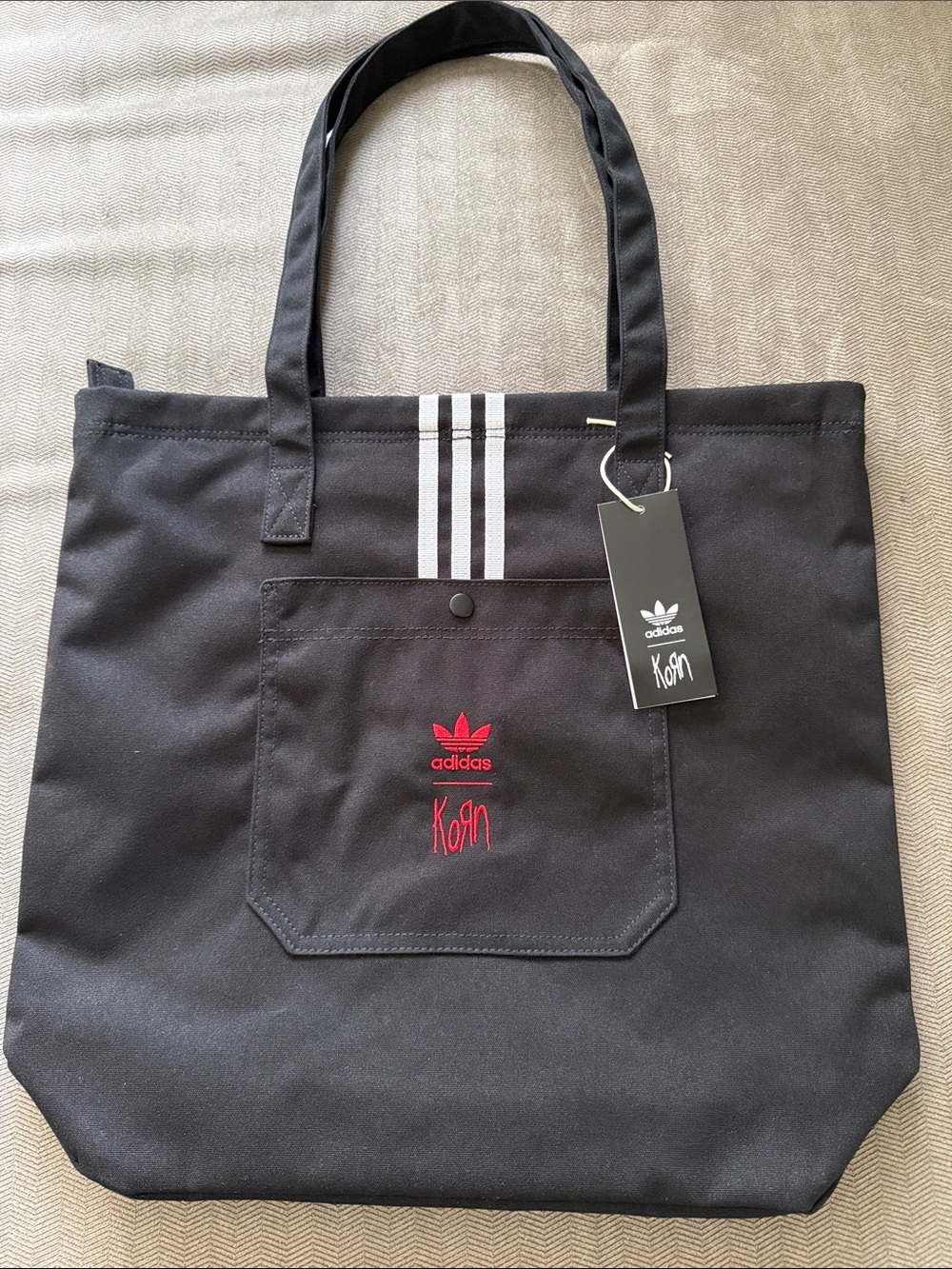 Adidas x Korn Black Tote Bag with Red Korn Accent - NWT!